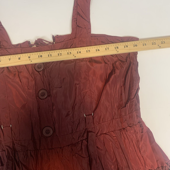 Pretty Angel Dress‎ Womens Large Tiered Silk Blend Boho Whimsigoth Beaded Maroon - Picture 7 of 11